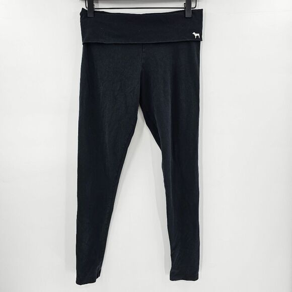 PINK Victoria's Secret Pants - Victoria's Secret PINK black leggings small fold over waistband waist yoga pants